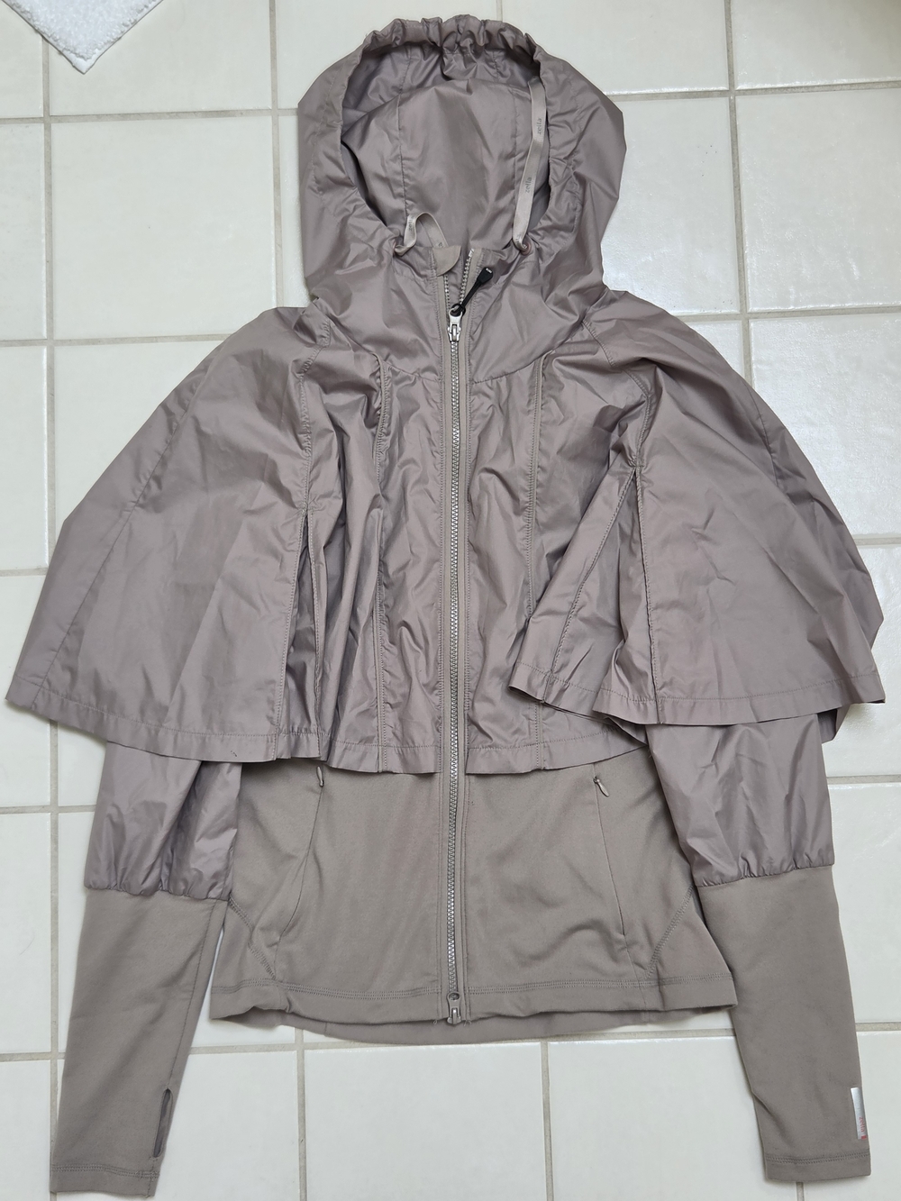 Zella Hooded Cape Utility Jacket in Light Taupe